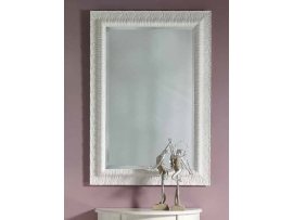 Zrcadlo, broušené hrany - rám v bílé barvě s ornamenty