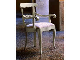 Stylová židle polstrovaná s opěrkami růžové pruhy 56x55x90 styl vintage
