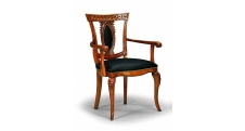 Královská židle s opěrkami černá kůže 56x48x96