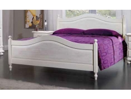 Masivní stylová dvoulůžková postel - patinovaná bílá R