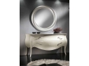Kulaté zrcadlo - tvarovaný rám v perleťově bílém odstínu