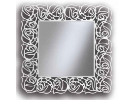 Čtvercové zrcadlo - rám v perleťově bílém odstínu R