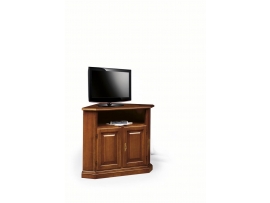 Rohový TV stolek, skříňka z masivu v odstínu ořech základ R